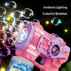 Electric Gear Bubble Gun with LED Lights – Automatic Bubble Blower Toy for Kids