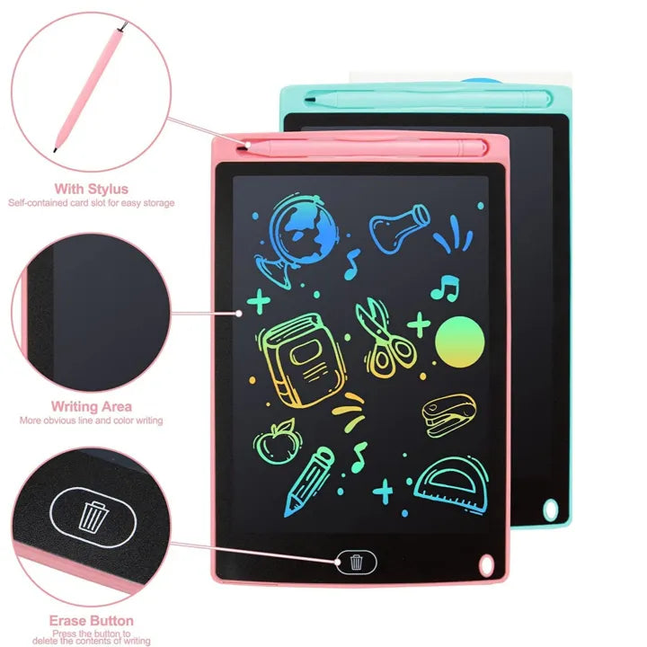 LCD Writing Tablet for Kids – Colorful Drawing Board with Stylus, Erase Button & Screen Lock