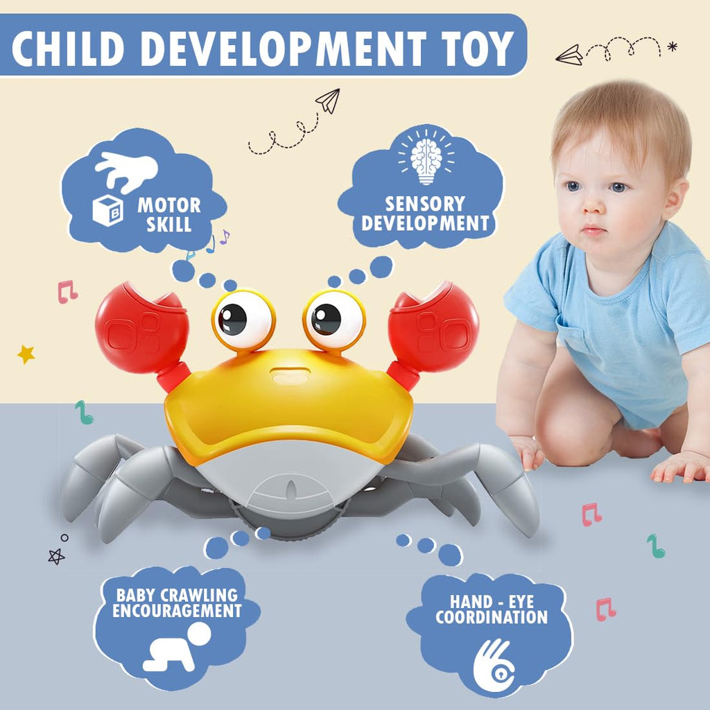Crawling Crab Toy for Kids – Obstacle Avoidance Dancing Crab with Light & Music