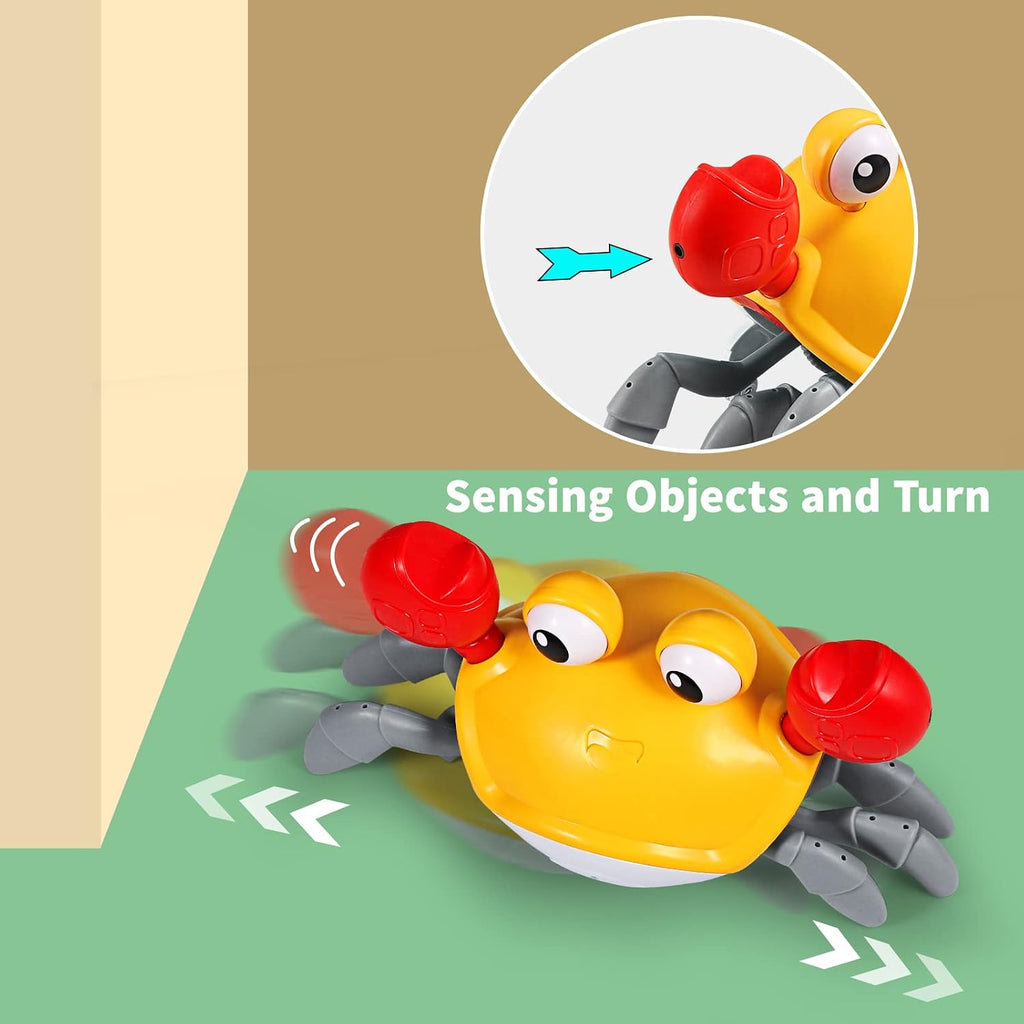 Crawling Crab Toy for Kids – Obstacle Avoidance Dancing Crab with Light & Music