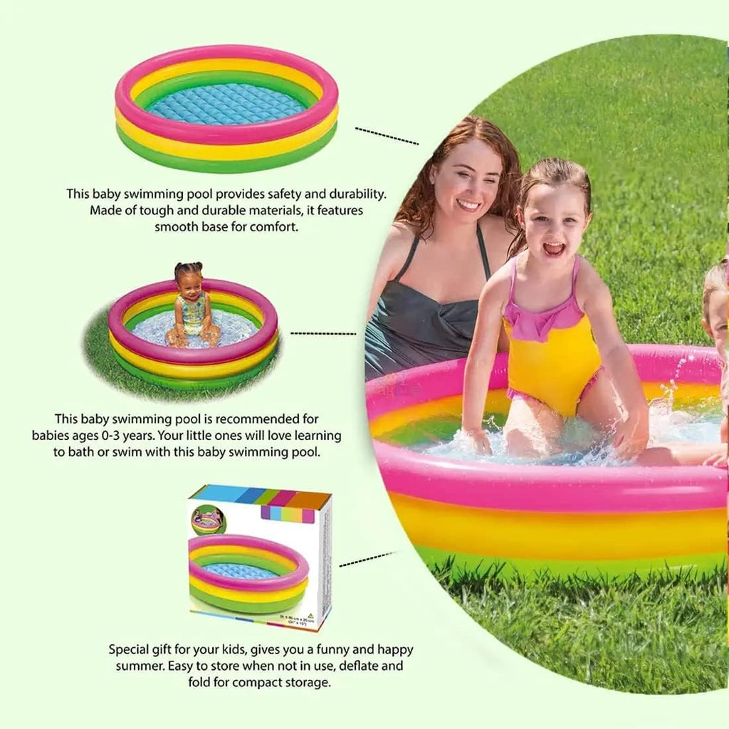 Colorful Inflatable Kids Swimming Pool – Safe & Durable Kids Pool for Summer Fun - 2ft