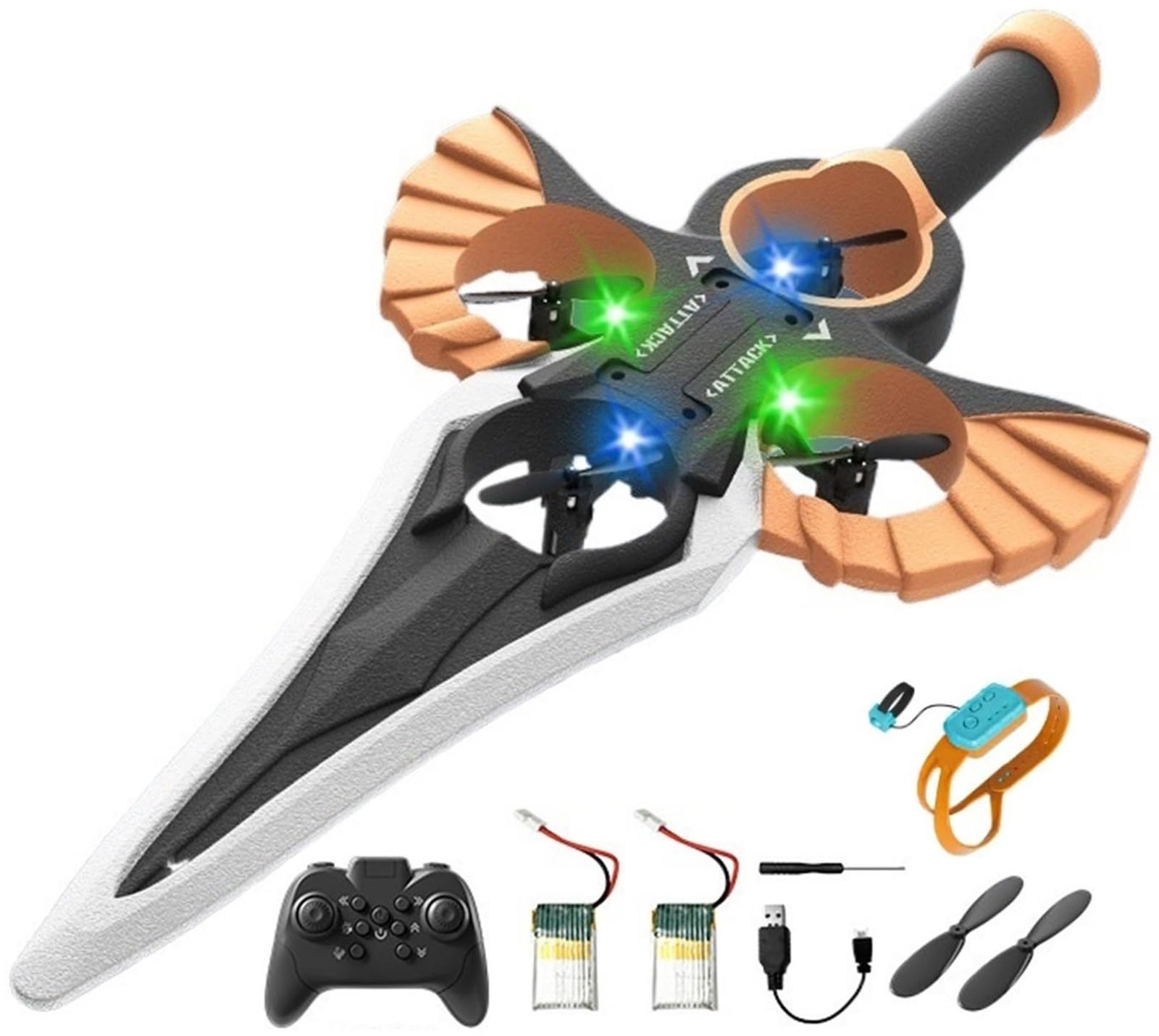 RC Flying Sword Drone Toy with Remote Control – LED Light-Up Hover Drone for Kids