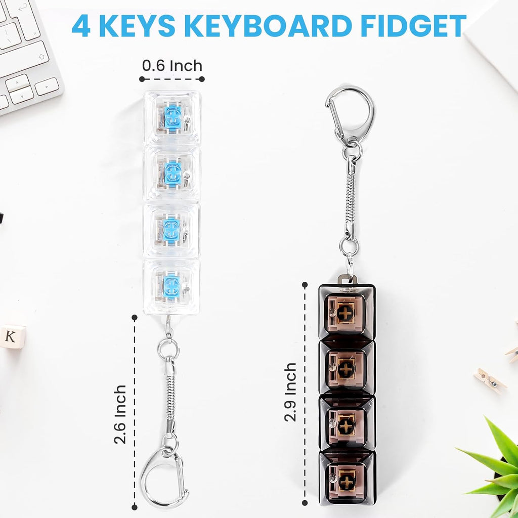 Keyboard Fidget Keychain Toy with Mechanical Switches (Pack of 2)