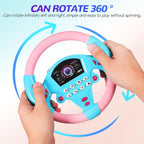 Kids Steering Wheel Toy with Sound & Light – 360° Rotating Driving Simulator