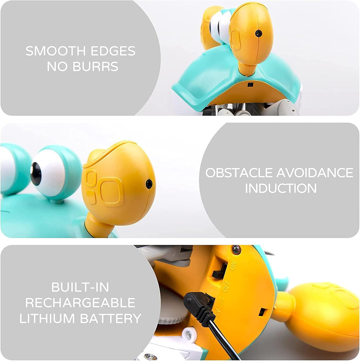 Crawling Crab Toy for Kids – Obstacle Avoidance Dancing Crab with Light & Music