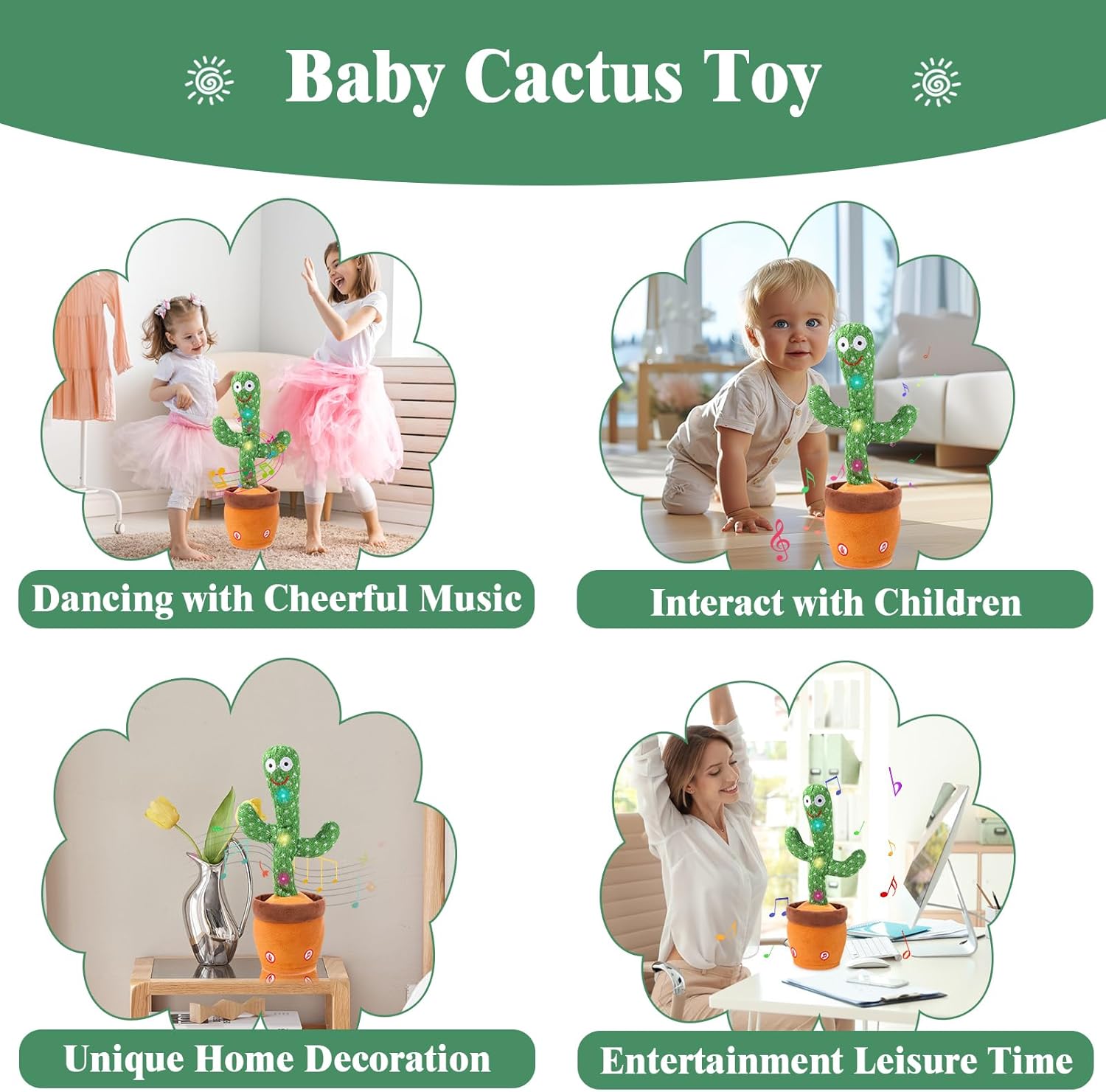 Dancing Cactus Toy for Kids | Talking, Singing & Repeating Toy with Lights & Music
