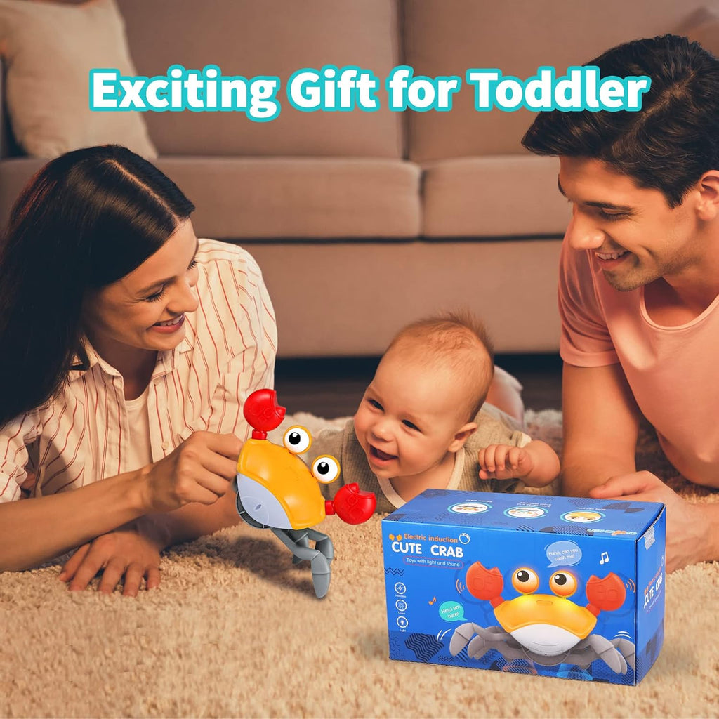 Crawling Crab Toy for Kids – Obstacle Avoidance Dancing Crab with Light & Music