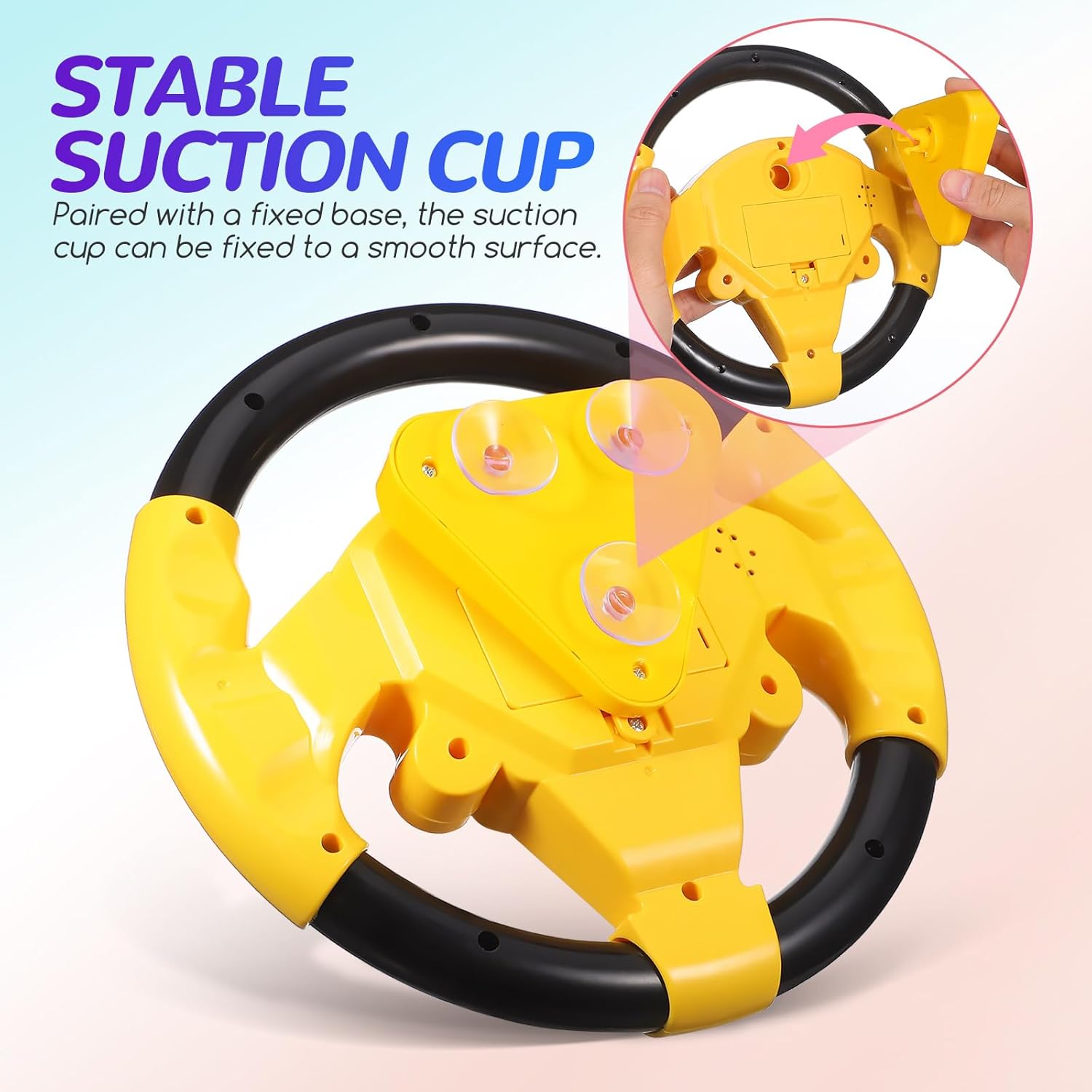 Kids Steering Wheel Toy with Sound & Light – 360° Rotating Driving Simulator
