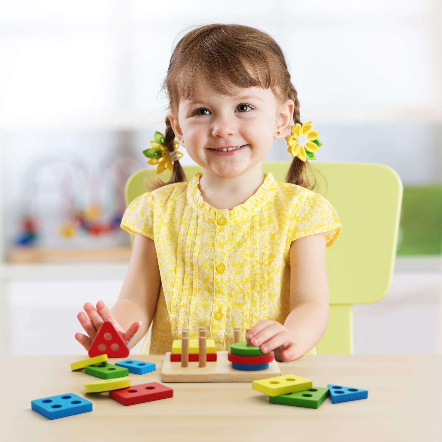 Wooden Stacking Toy for Kids – Shape Sorting & Color Learning Puzzle
