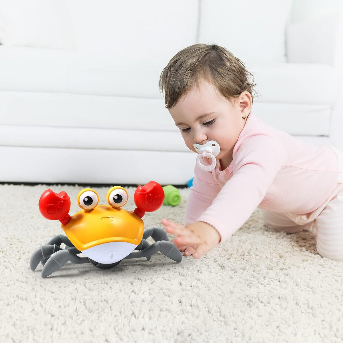 Crawling Crab Toy for Kids – Obstacle Avoidance Dancing Crab with Light & Music