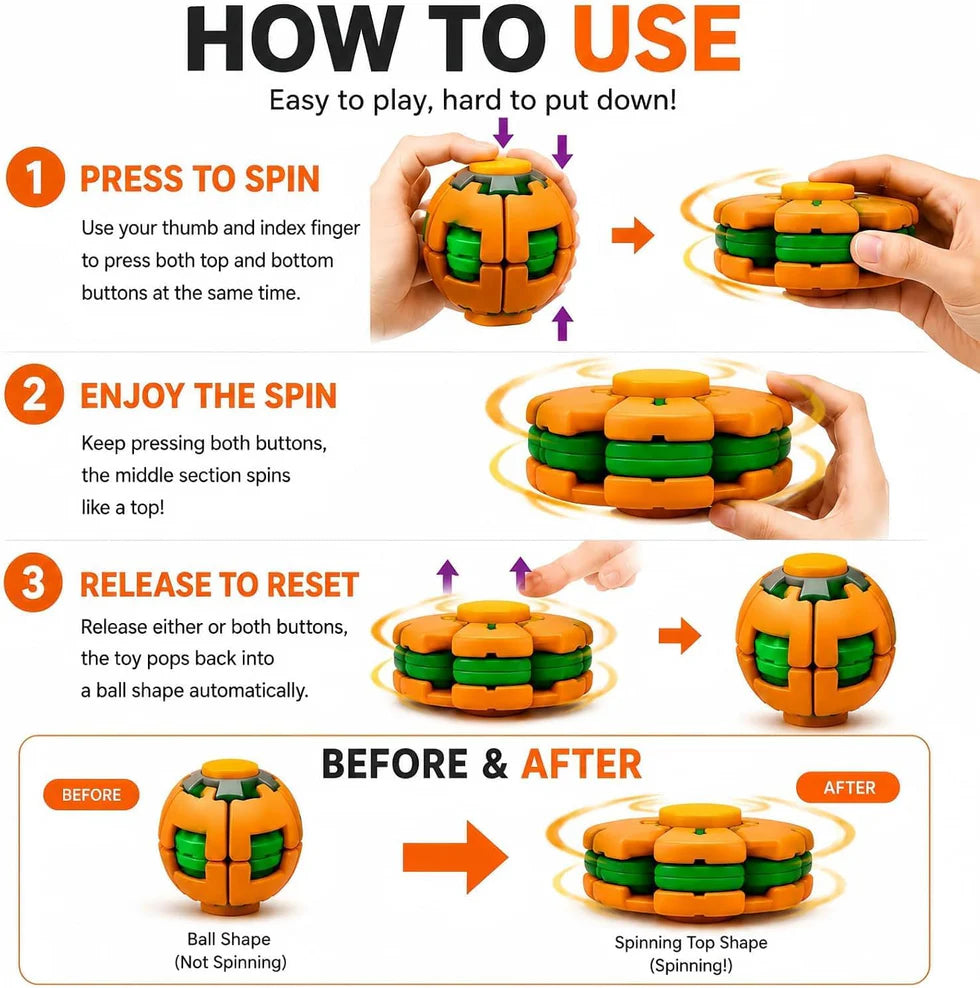 Press-to-Spin Fidget Ball – Stress Relief Sensory Spinner Toy