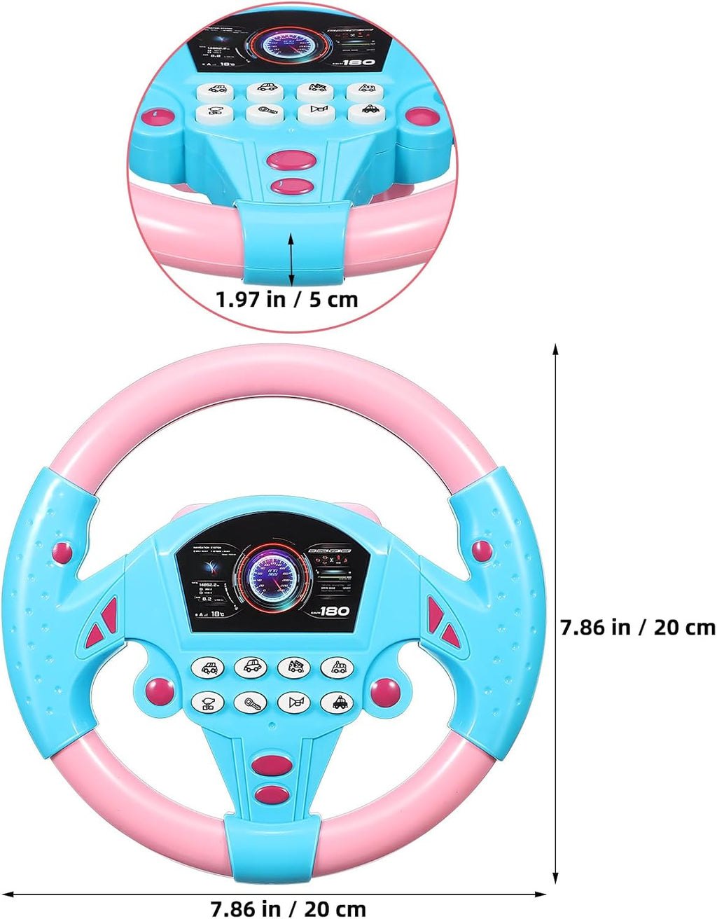 Kids Steering Wheel Toy with Sound & Light – 360° Rotating Driving Simulator