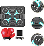 Black and gray drone with red boxing glove and black box on a white background