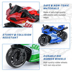 Mini Die-Cast Motorcycle Toy with Pull Back Action & Rubber Wheels