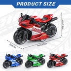 Mini Die-Cast Motorcycle Toy with Pull Back Action & Rubber Wheels