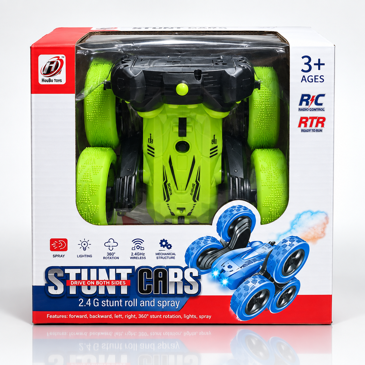 Remote Control 6-Wheel Stunt Car with Lights & Music | Double-Sided RC Car with Battery
