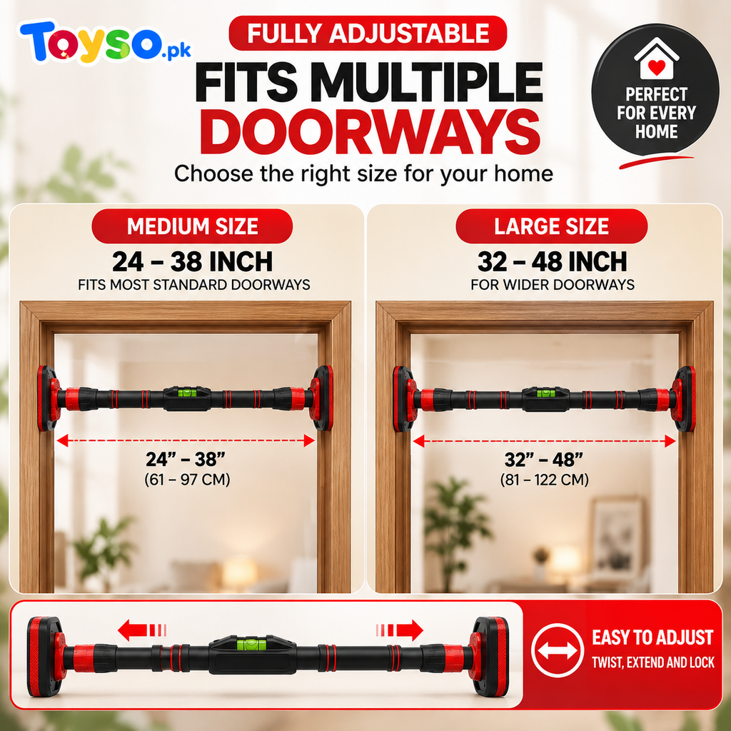 Adjustable Doorway Pull-Up Bar kids And Adults | No-Drill Home Fitness Bar