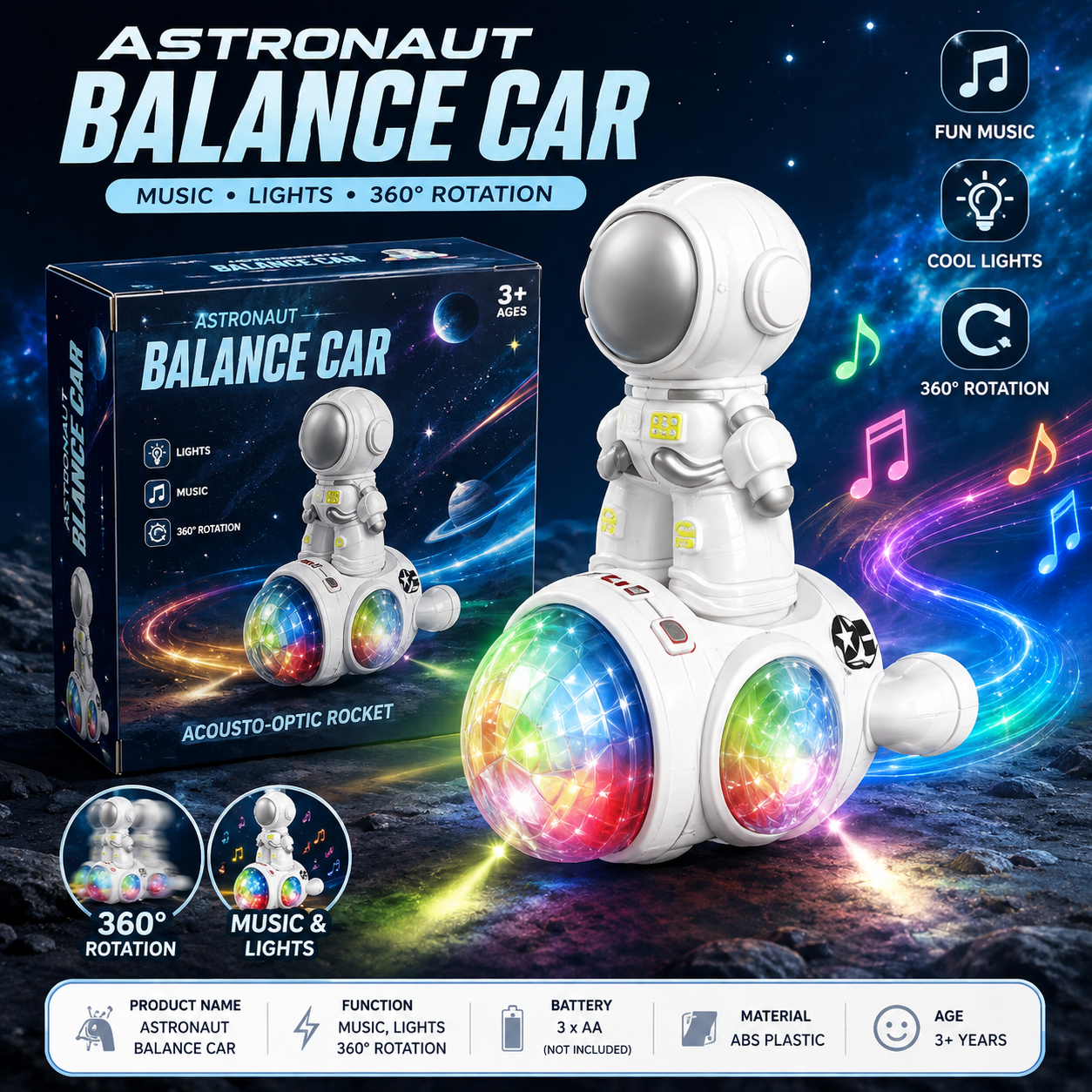 Astronaut Balance Car Toy with Music & Lights