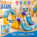 39 PCS Magnetic Train Track Set for Kids | STEM Educational Magnetic Racing Track with Rechargeable Train | DIY Toy