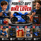Mini Die-Cast Motorcycle Toy with Pull Back Action & Rubber Wheels