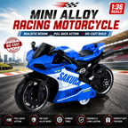 Mini Die-Cast Motorcycle Toy with Pull Back Action & Rubber Wheels