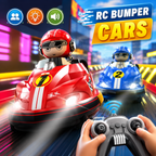 Multiplayer RC Bumper Cars for Kids – 2 Remote Control Cars with Pop-Up Drivers, Lights & Sounds