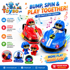 Multiplayer RC Bumper Cars for Kids – 2 Remote Control Cars with Pop-Up Drivers, Lights & Sounds