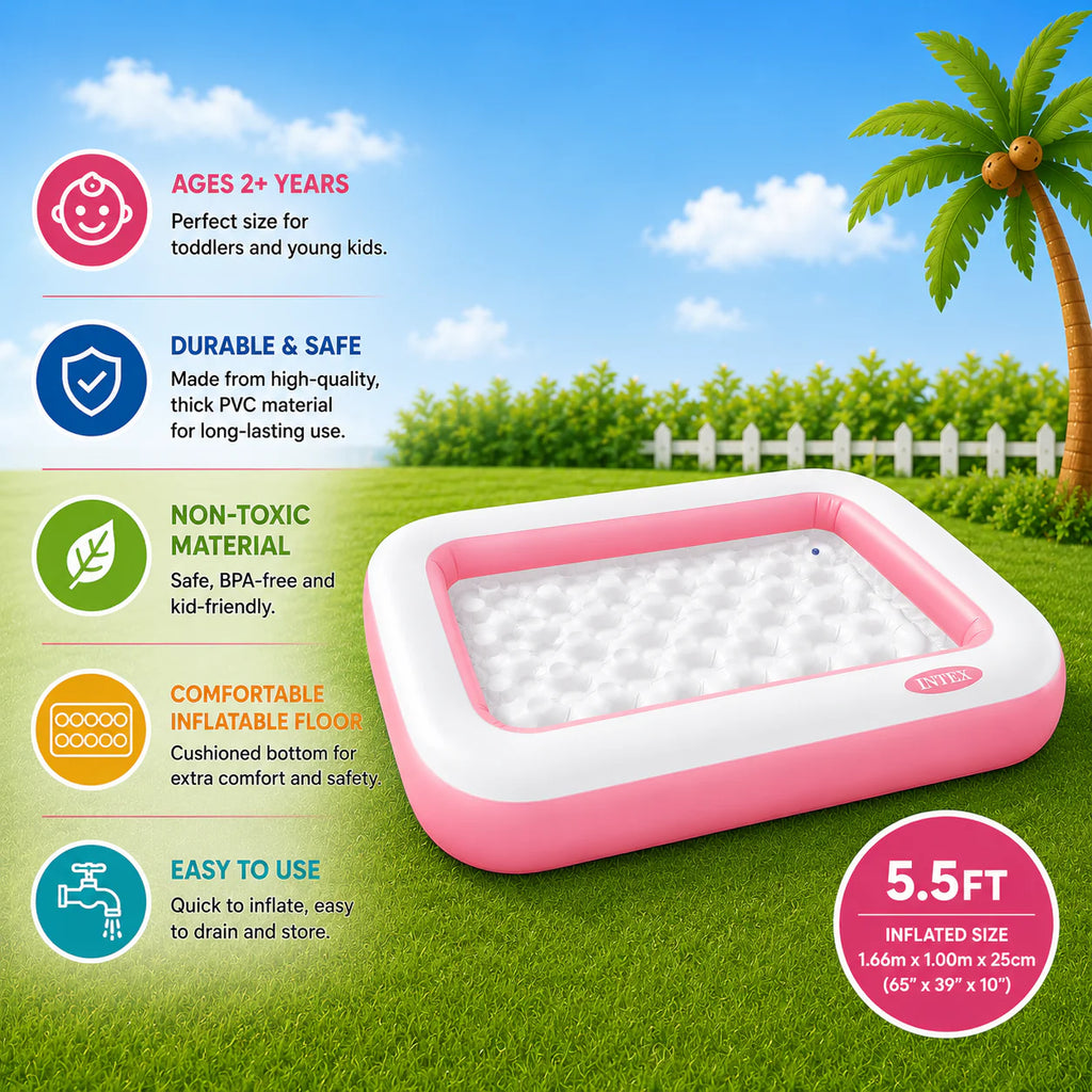 Intex Wet Set Inflatable Kids Pool – Square Baby Swimming Pool 5.5ft