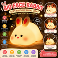 Big Face Rabbit Night Light – Soft Silicone LED Rechargeable Lamp for Kids