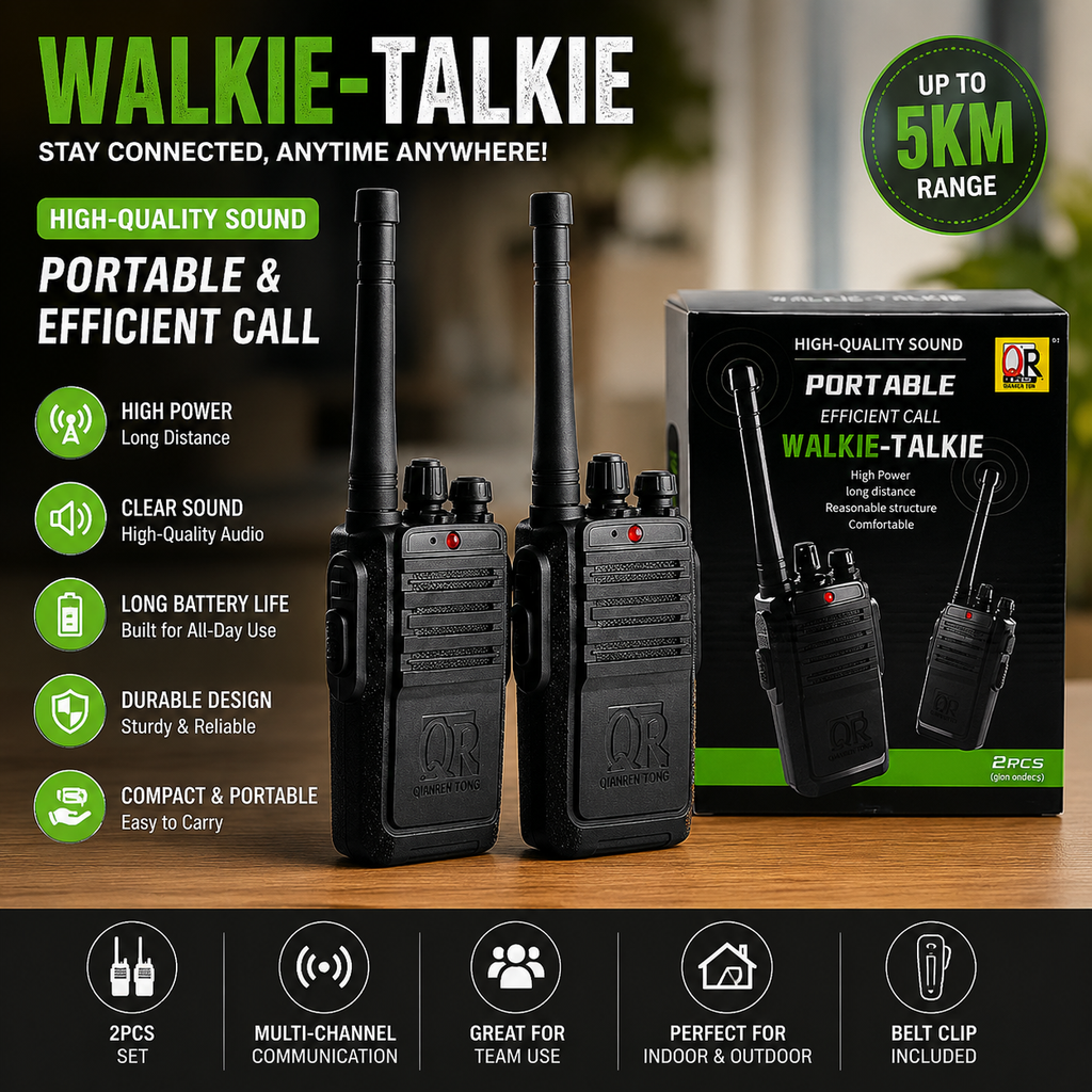 Walkie Talkie Set for Kids & Adults – Long Range 2-Way Radios (2 PCS)