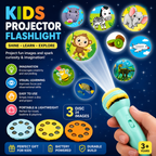 Kids Projector Flashlight Toy with 3 Slide Discs (24 Images) | Educational Projection Torch