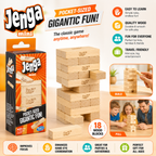 Mini Wooden Jenga Game – Pocket Size Stacking Tower, 18 Blocks, Family Fun Party Game