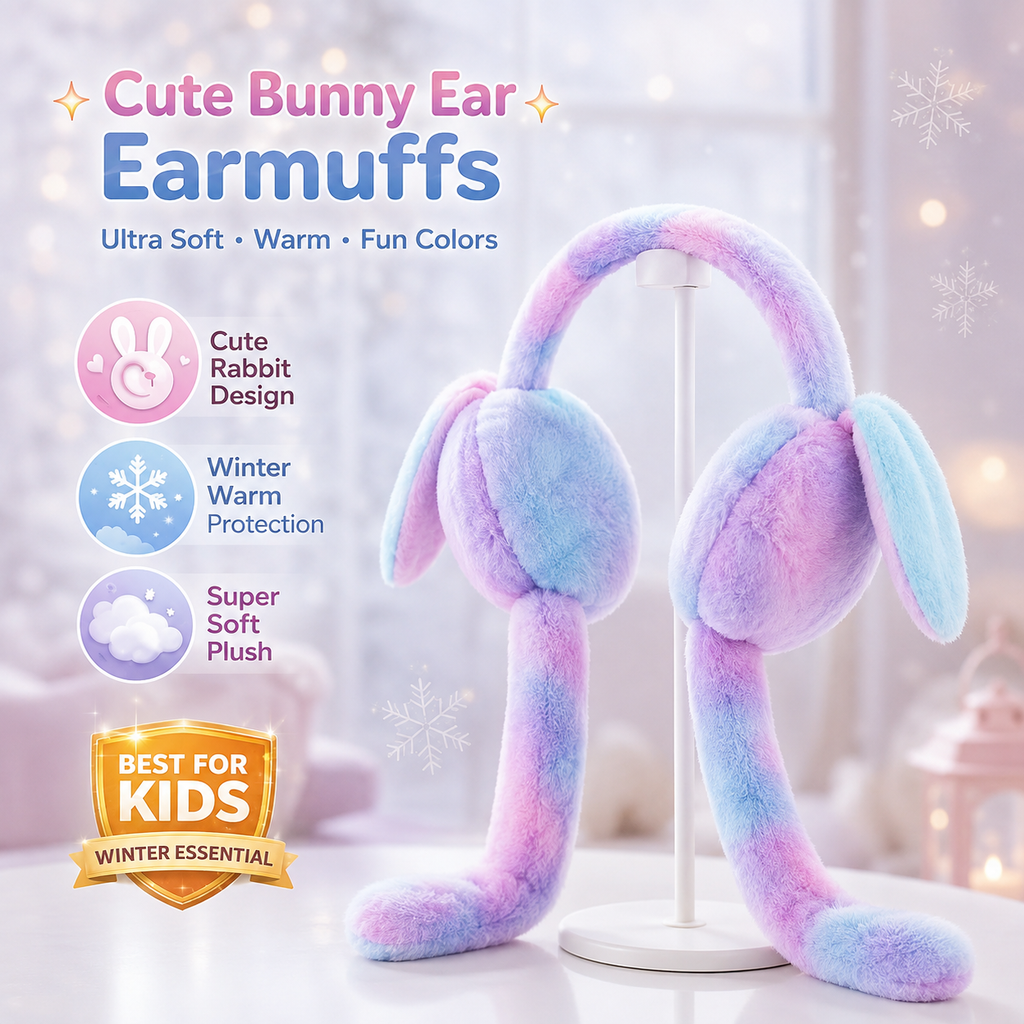 Cute Bunny Ear Warm Earmuffs for Kids | Soft Winter Ear Warmers