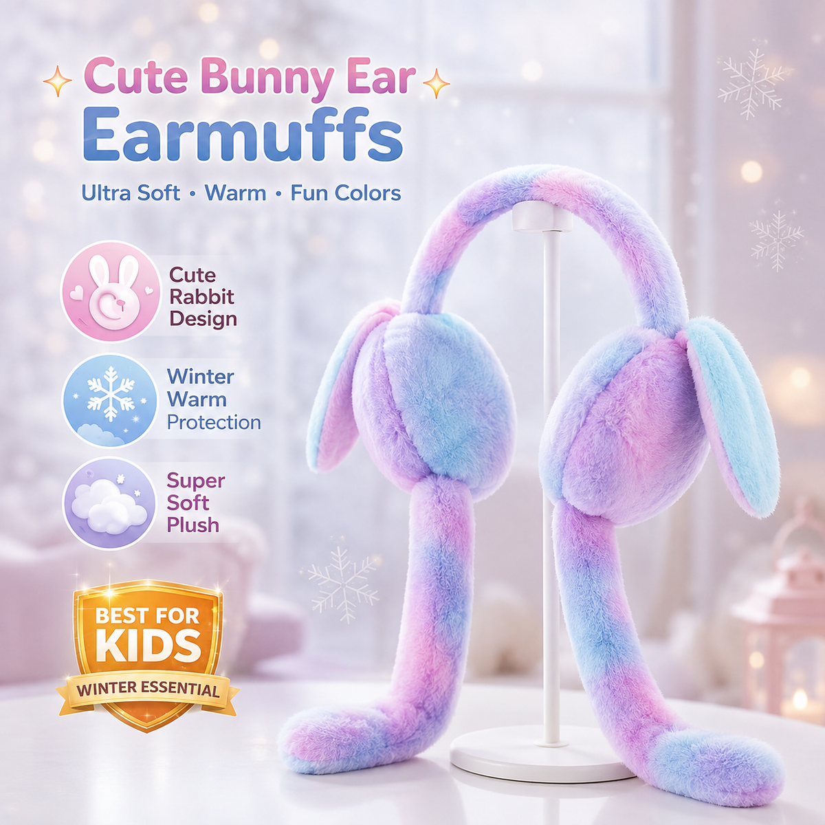 Cute Bunny Ear Warm Earmuffs for Kids | Soft Winter Ear Warmers