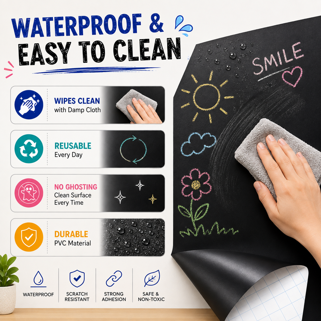 Self-Adhesive Erasable Blackboard Sticker Roll 200×45cm