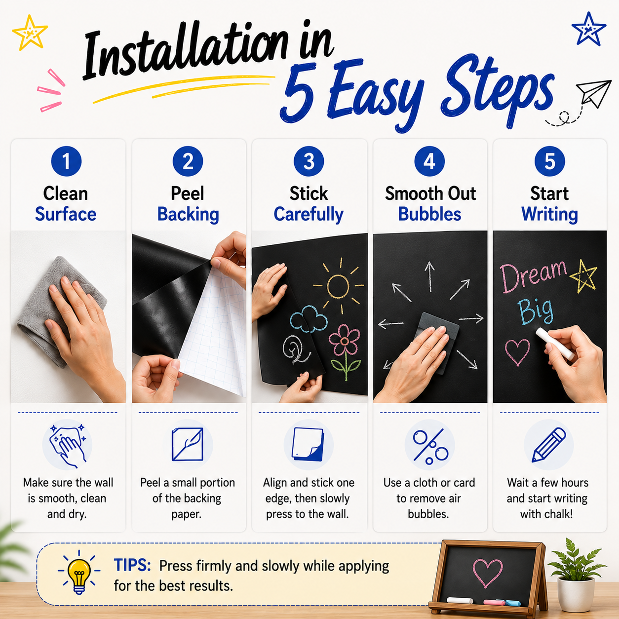 Self-Adhesive Erasable Blackboard Sticker Roll 200×45cm