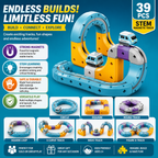 39 PCS Magnetic Train Track Set for Kids | STEM Educational Magnetic Racing Track with Rechargeable Train | DIY Toy
