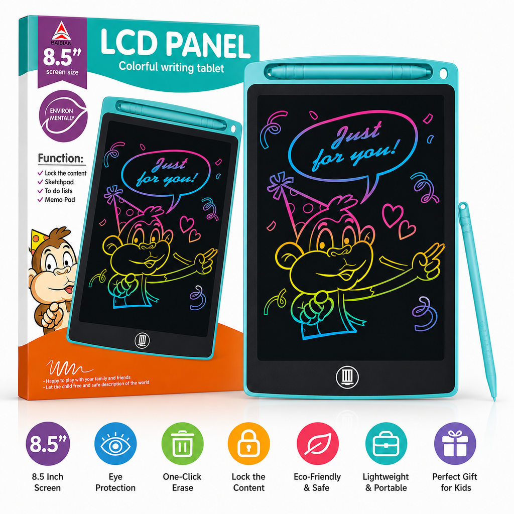 LCD Writing Tablet for Kids – Colorful Drawing Board 8.5-inch