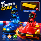 Multiplayer RC Bumper Cars for Kids – 2 Remote Control Cars with Pop-Up Drivers, Lights & Sounds