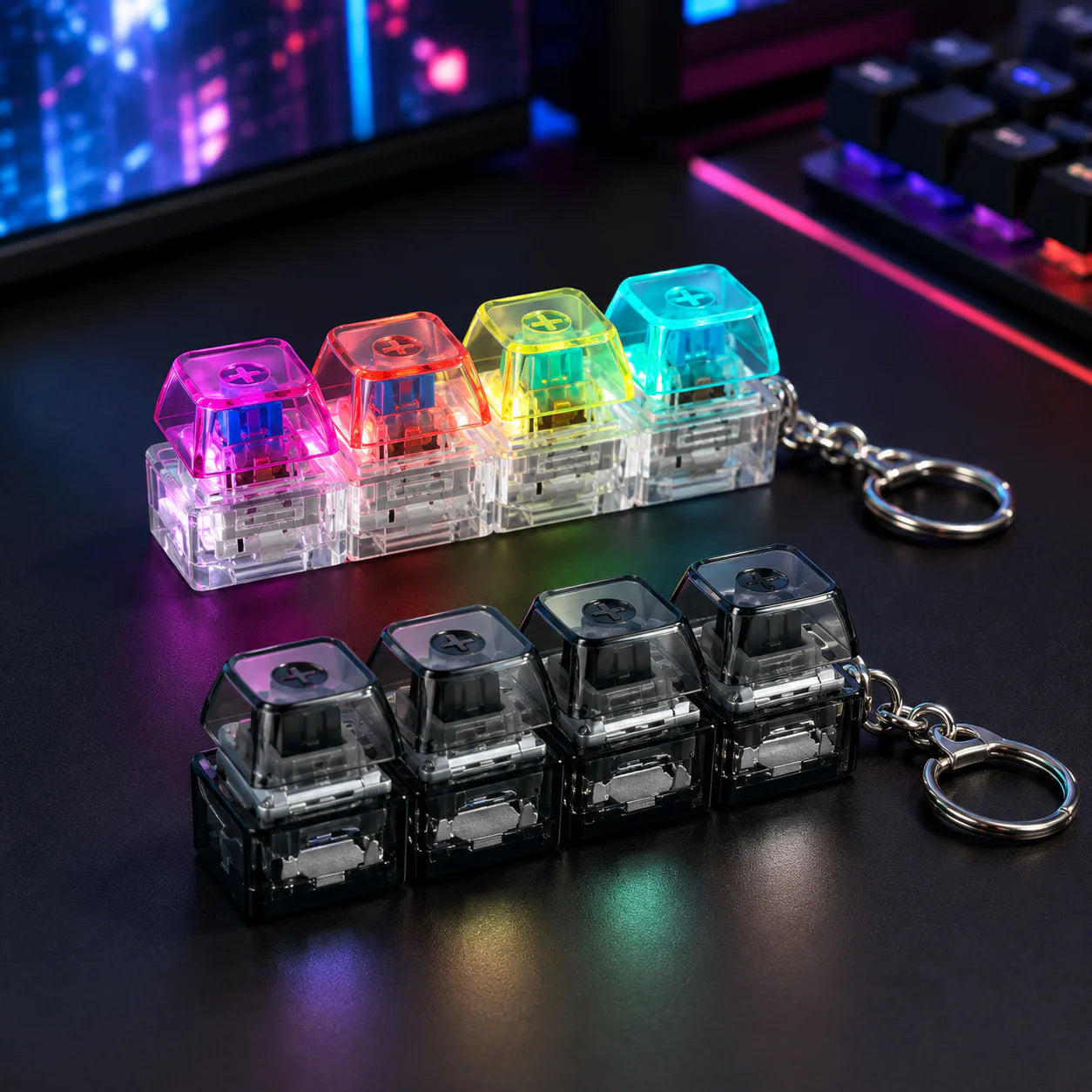 Keyboard Fidget Keychain Toy with Mechanical Switches (Pack of 2)