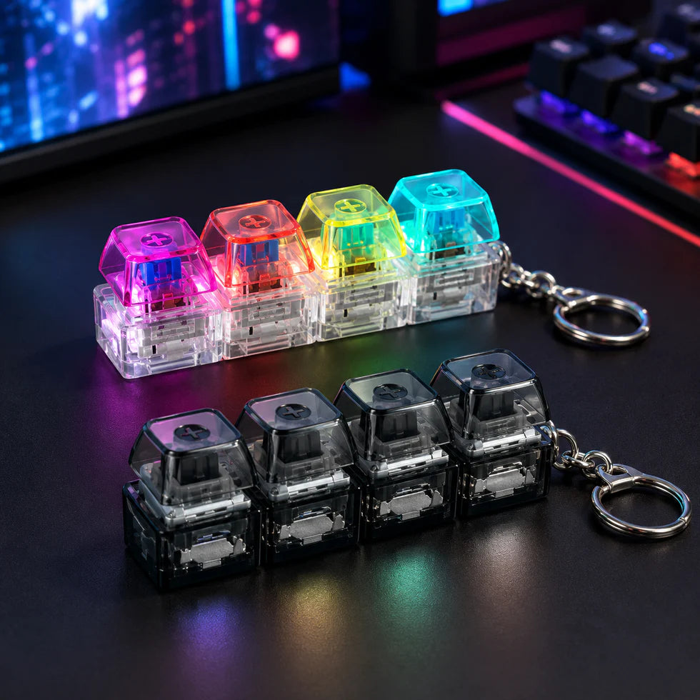 Keyboard Fidget Keychain Toy with Mechanical Switches