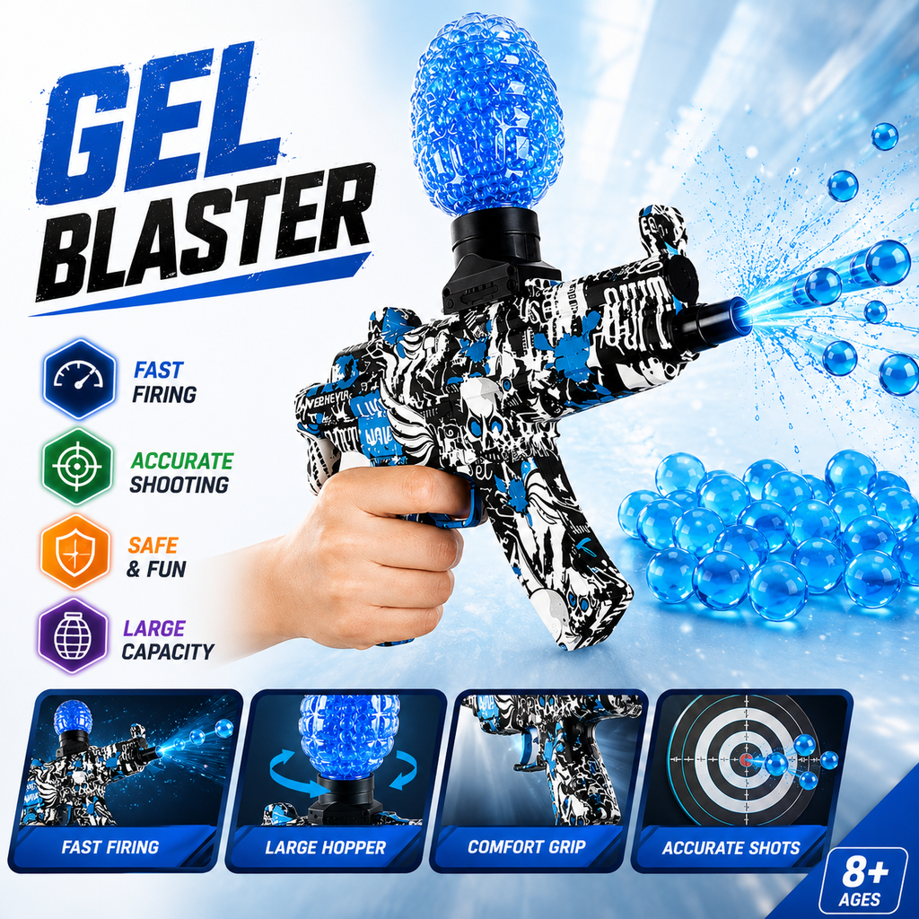 Gel Ball Blaster Toy Gun with Water Beads – Electric Soft Gel Shooter for Target Practice