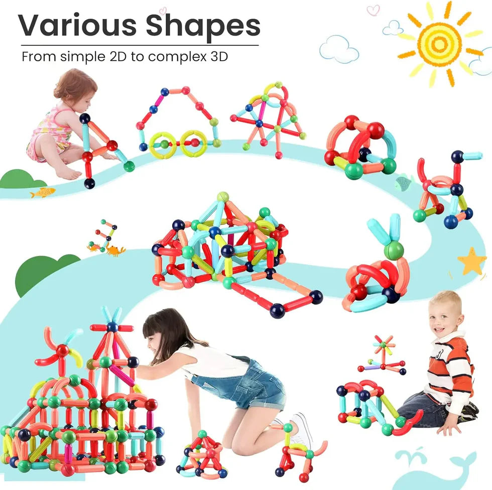 Magnetic Sticks Building Set – Kids STEM Construction Toy with Strong Magnets