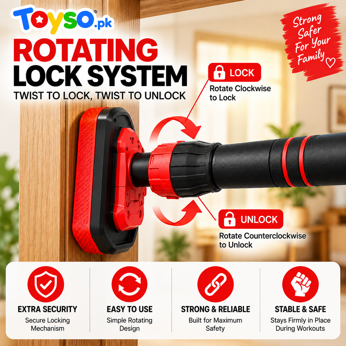 Adjustable Doorway Pull-Up Bar kids And Adults | No-Drill Home Fitness Bar