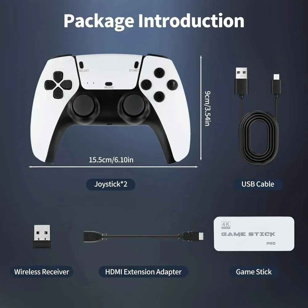 M15 4K TV Game Stick Console – 12000+ Built-in Games, Wireless Controllers