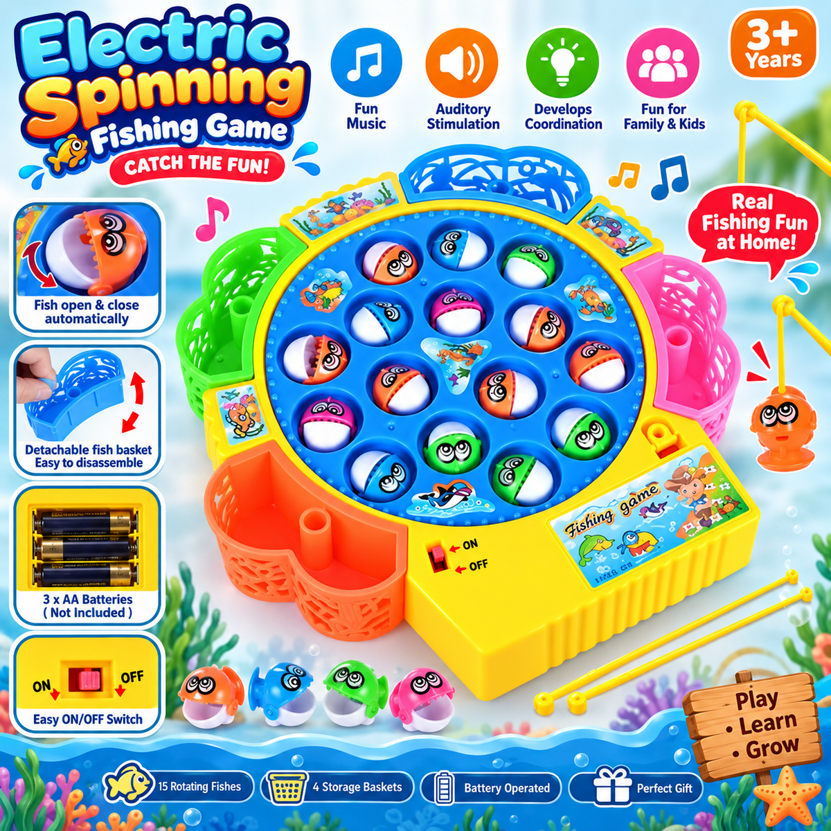 Electric Spinning Fishing Game for Kids
