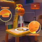 3-in-1 Giraffe Projection Painting Table for Kids – LED Drawing Projector Toy with Colors & Music