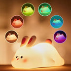 Big Face Rabbit Night Light – Soft Silicone LED Rechargeable Lamp for Kids