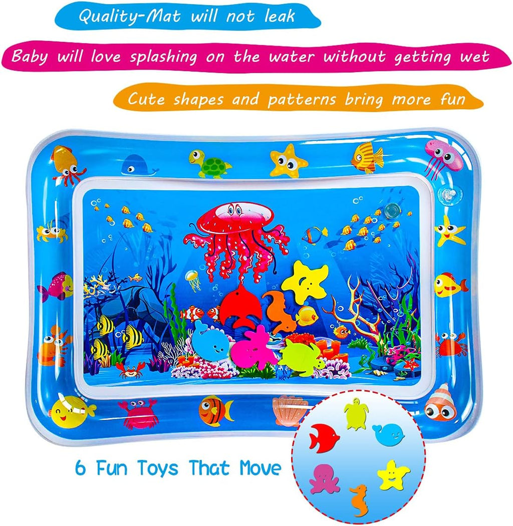 Baby Tummy Time Water Play Mat – Inflatable Sensory Activity Mat | Motor Skill Development Toy | Leak-Proof | 3–24 Months