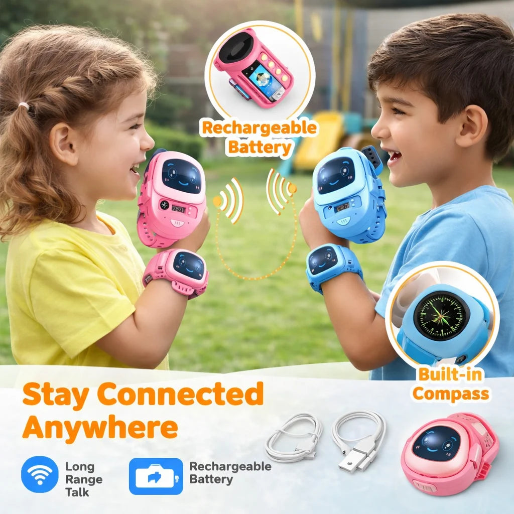 2-in-1 Kids Walkie Talkie Watch with Intercom, Flashlight & Compass